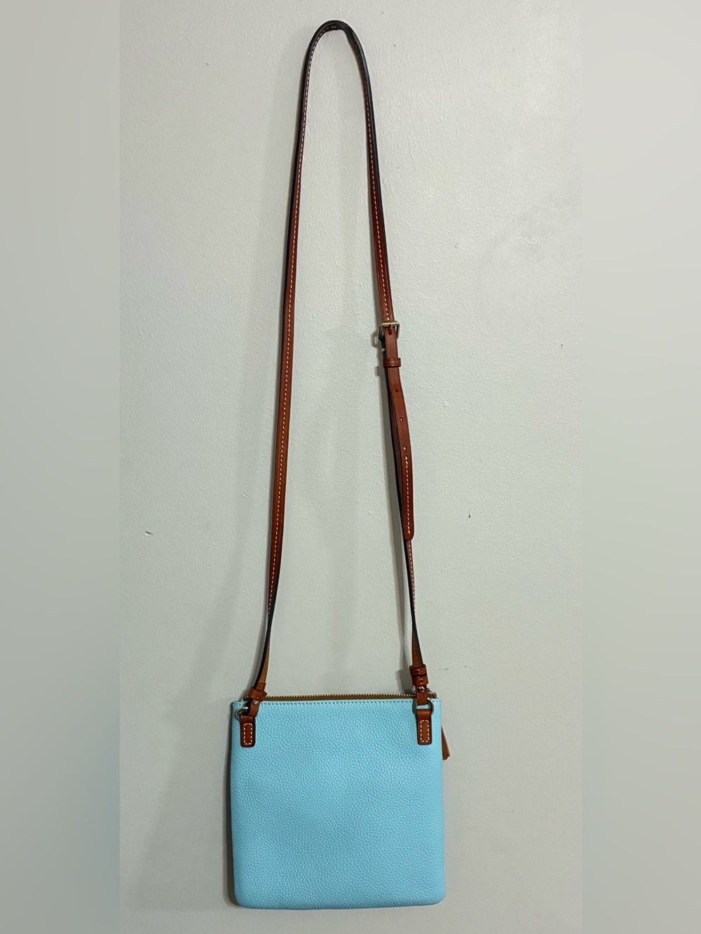 Dooney & Bourke Caribbean Blue Pebble Leather Crossbody Double Tassel Trim - Picture 5 of 12